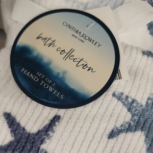 2pc Cynthia Rowley Coastal Starfish Hand  Towels Set 100% Cotton QuickDry